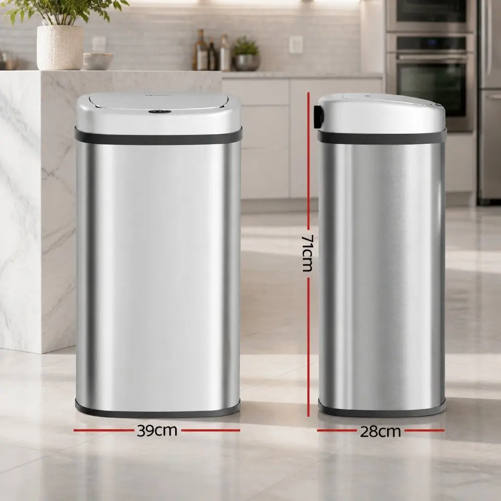 60L Motion Sensor Rubbish Bin in Silver
