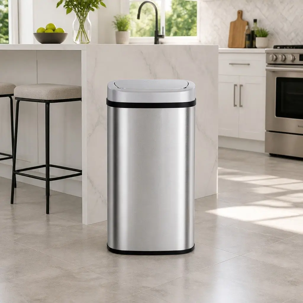 60L Motion Sensor Rubbish Bin in Silver