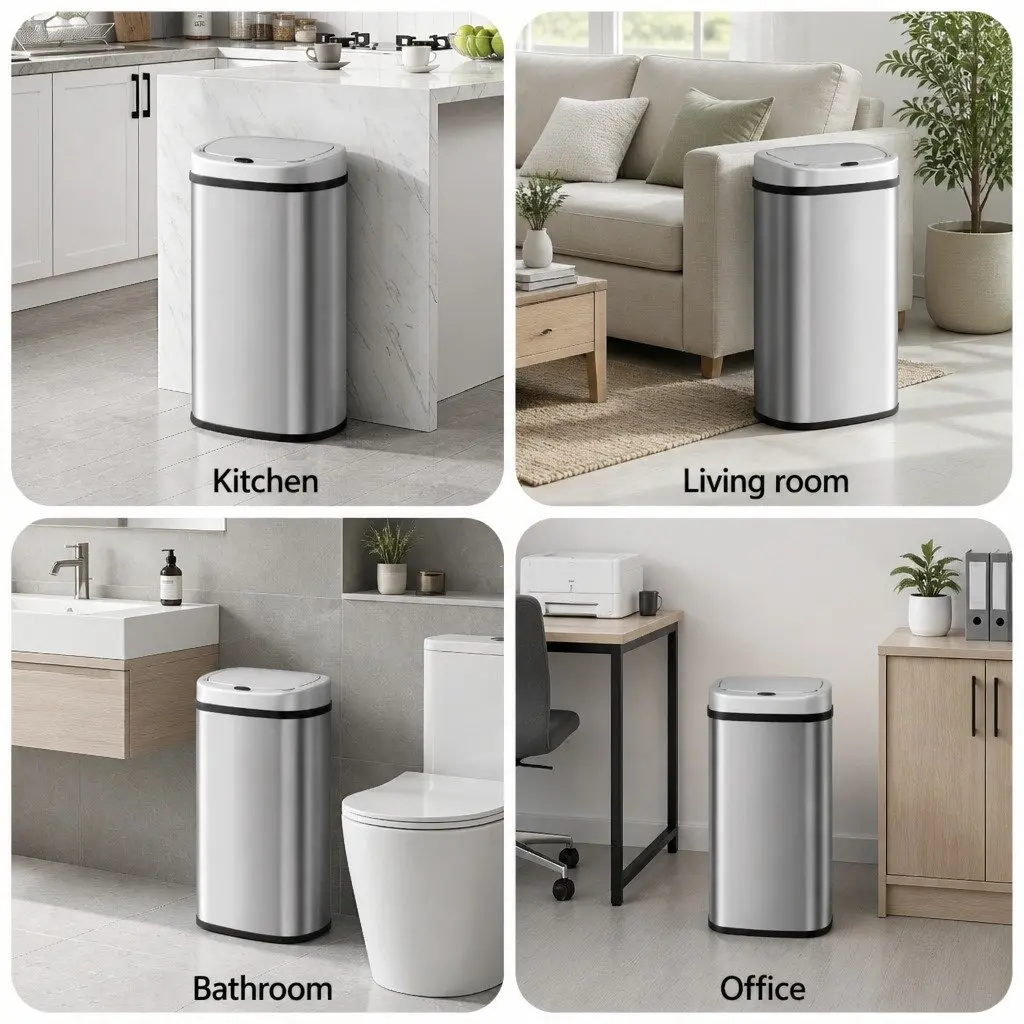 60L Motion Sensor Rubbish Bin in Silver