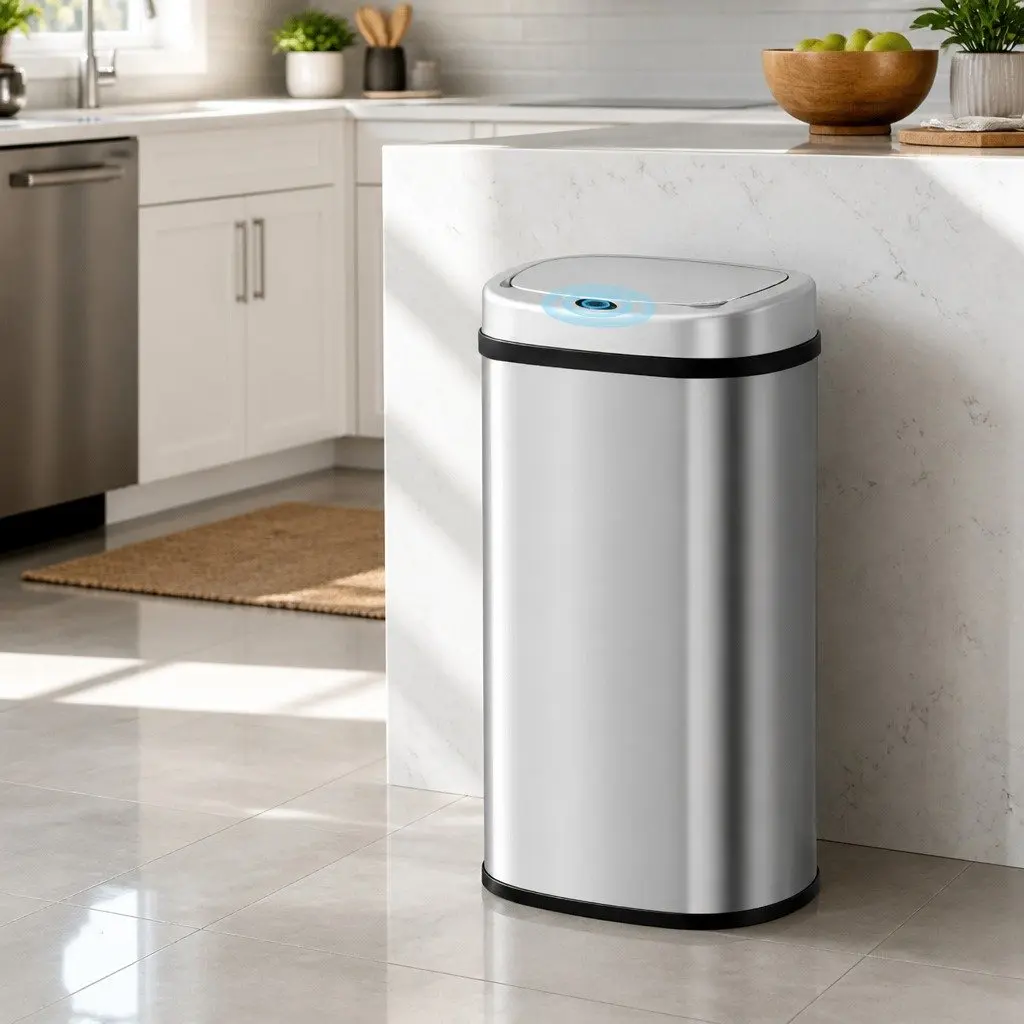 60L Motion Sensor Rubbish Bin in Silver