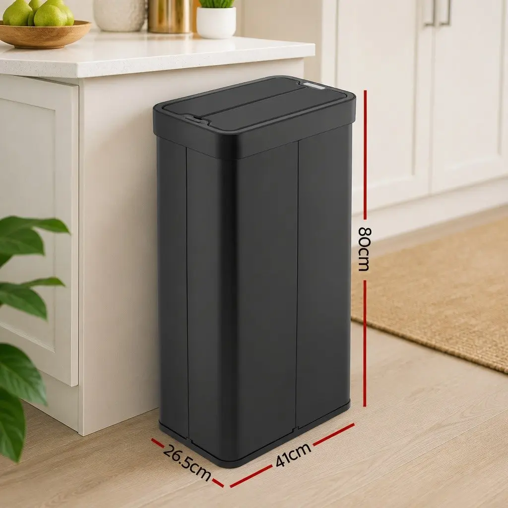 Automatic Sensor Rubbish Bin ABS 70L Black Touchless Kitchen Waste Garbage Can
