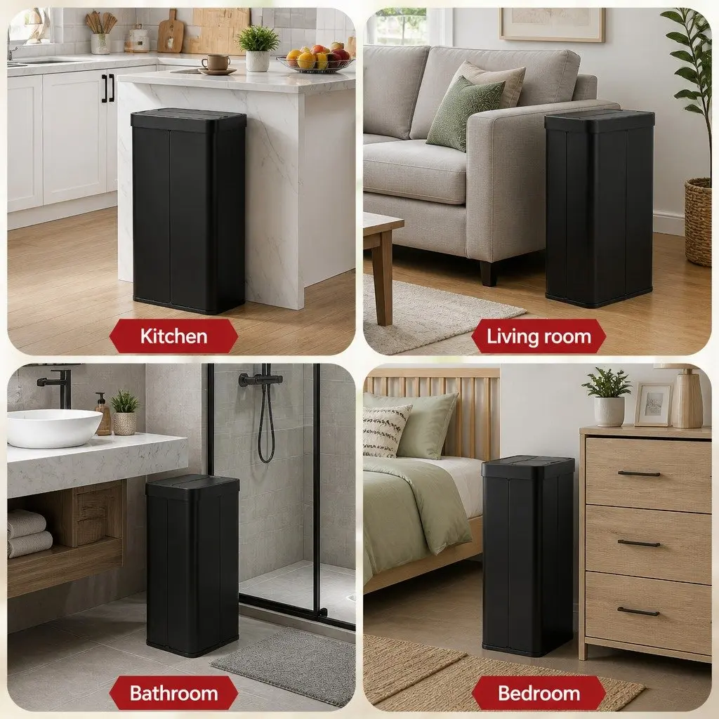 Automatic Sensor Rubbish Bin ABS 70L Black Touchless Kitchen Waste Garbage Can