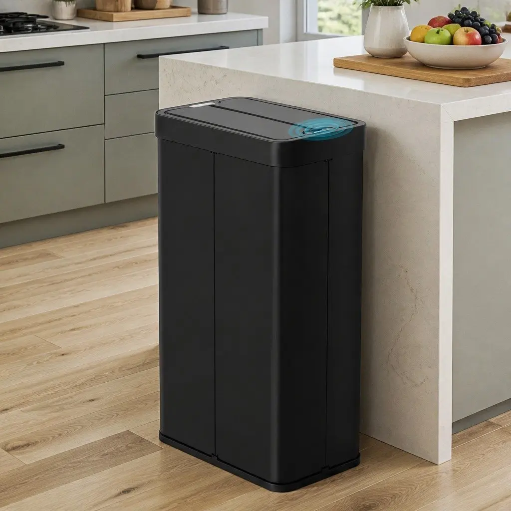 Automatic Sensor Rubbish Bin ABS 70L Black Touchless Kitchen Waste Garbage Can