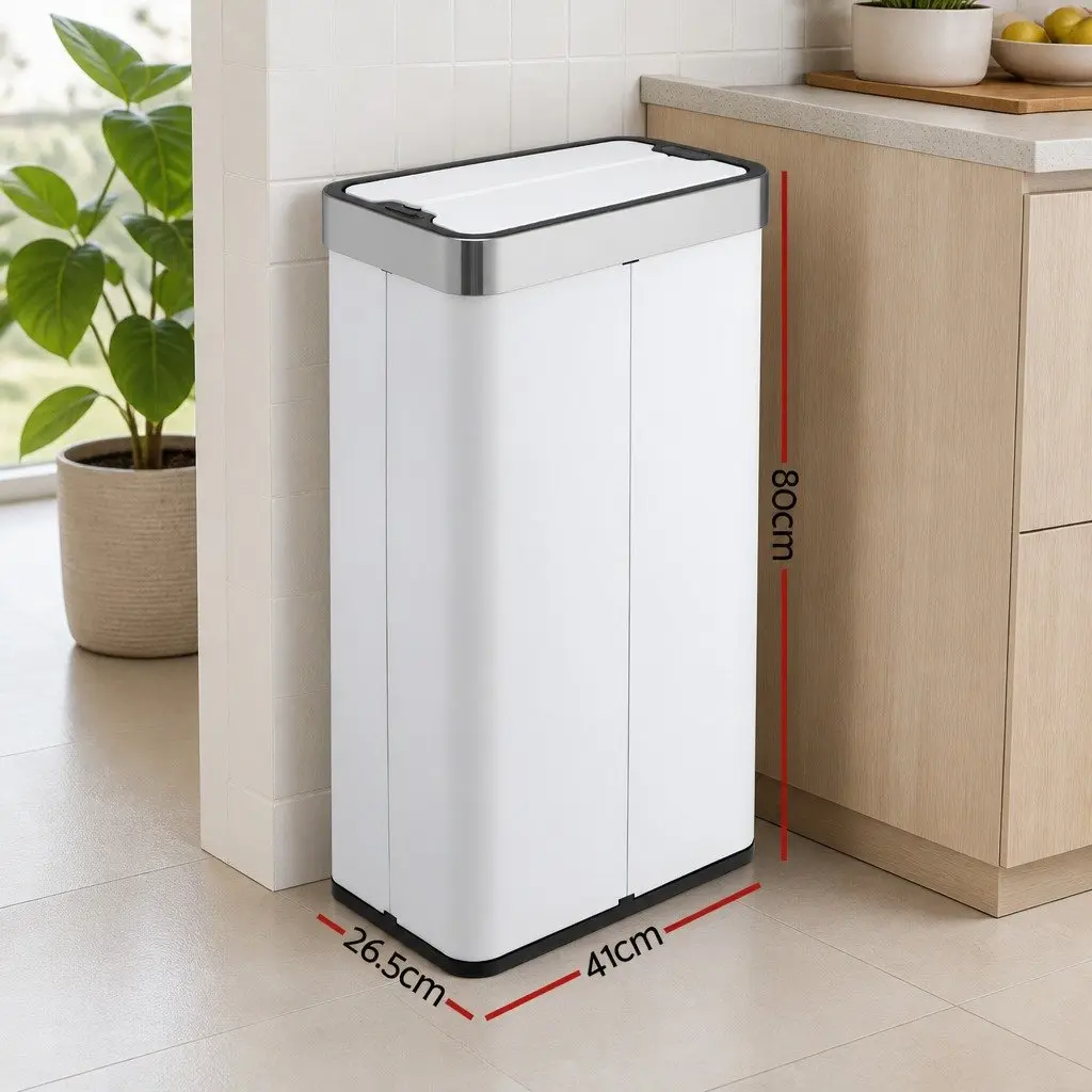 Automatic Bin Stainless Steel 70L White Touchless Kitchen Waste Can