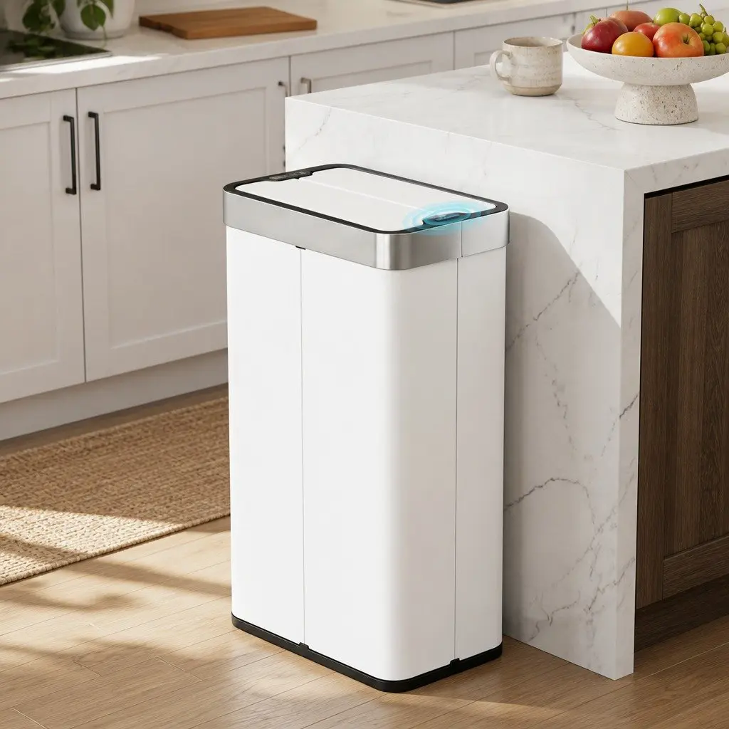 Automatic Bin Stainless Steel 70L White Touchless Kitchen Waste Can