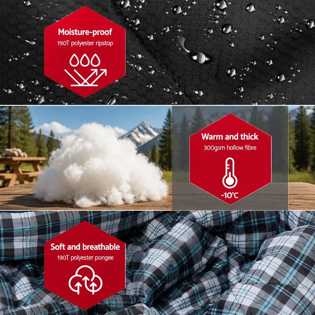 Thermal Double Sleeping Bag -10°C with Two Pillows
