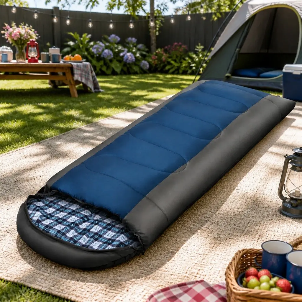 Single Sleeping Bag Waterproof Polyester 208cm Navy Grey