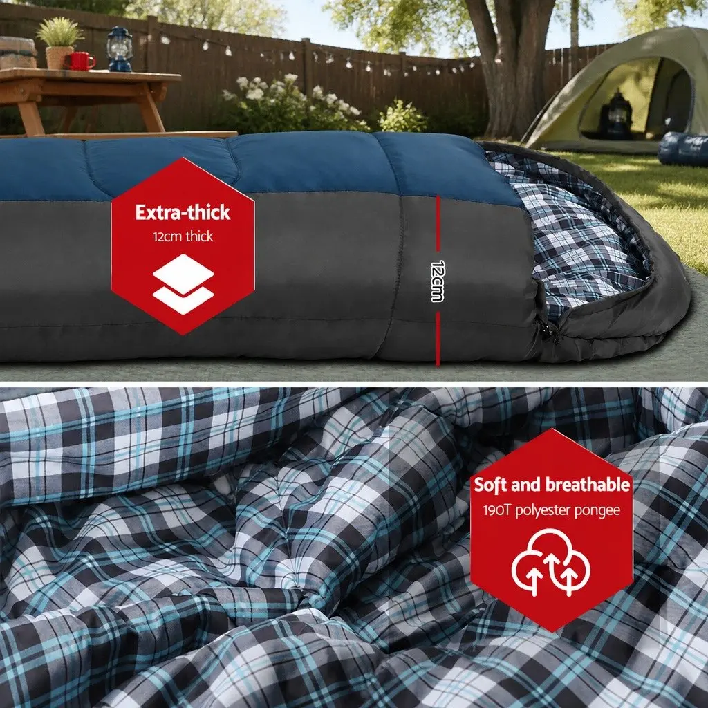 Single Sleeping Bag Waterproof Polyester 208cm Navy Grey