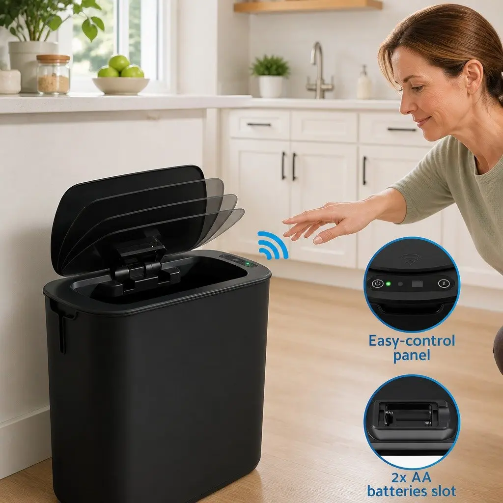 Automatic Motion Sensor Trash Bin PP 11L Black