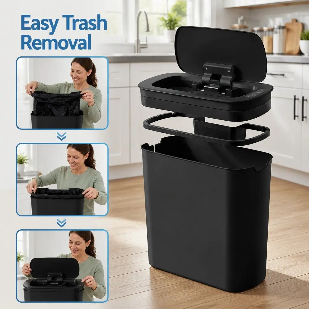 Automatic Motion Sensor Trash Bin PP 11L Black