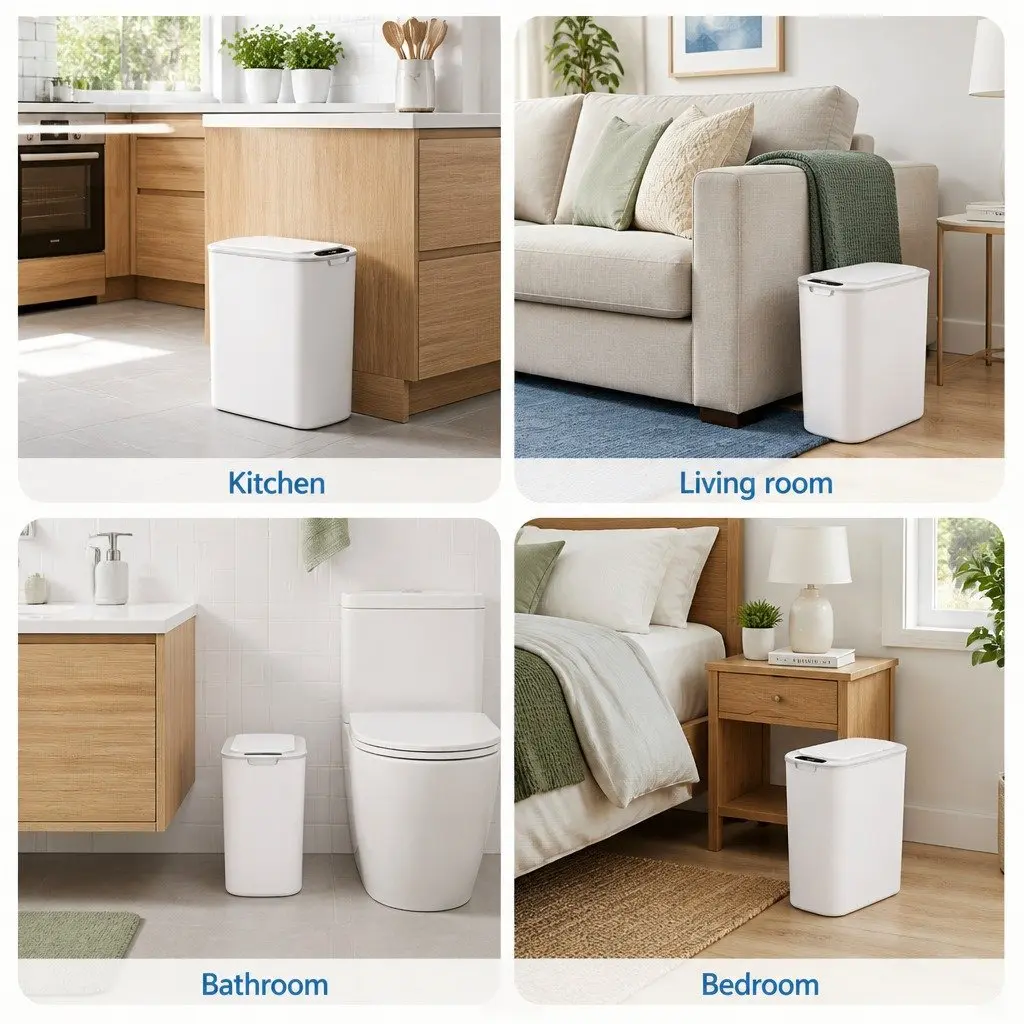 Automatic Bin PP 11L White Slim Touchless Motion Sensor Kitchen Waste
