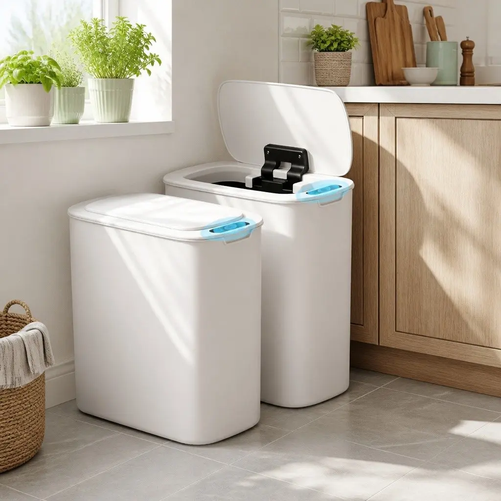Automatic Bin PP 11L White Slim Touchless Motion Sensor Kitchen Waste