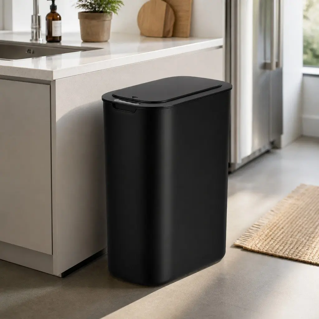 Touchless Black Kitchen Trash Bin with 21L Capacity