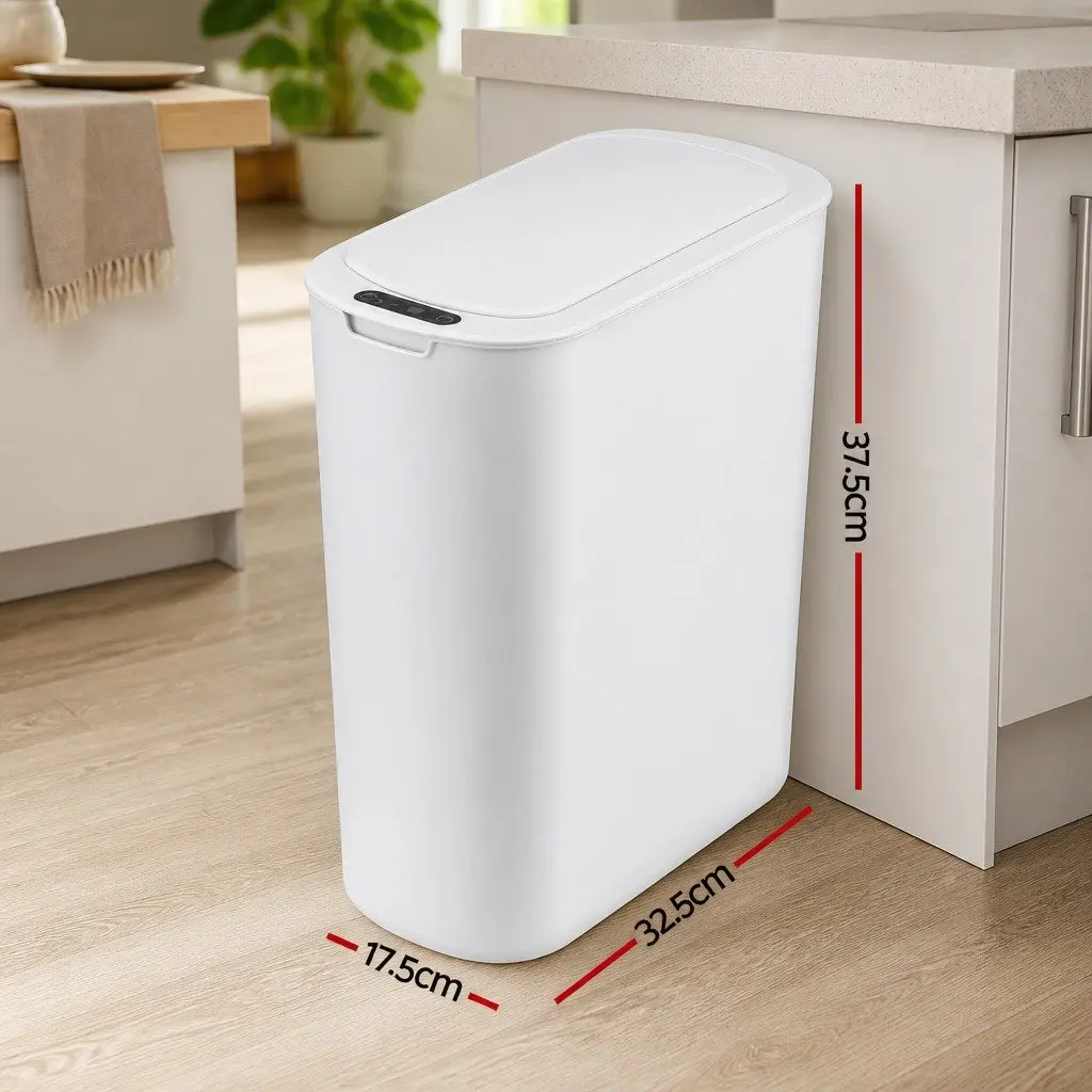 Automatic Trash Bin PP 21L White Slim Touchless Kitchen Garbage Can