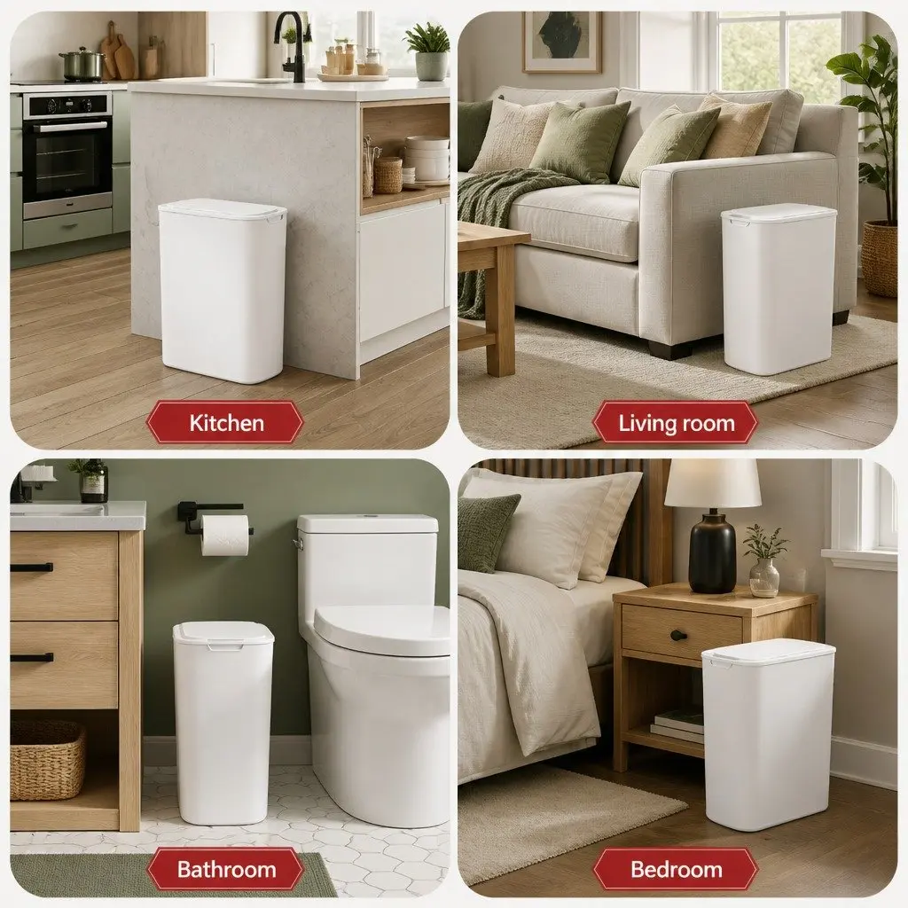 Automatic Trash Bin PP 21L White Slim Touchless Kitchen Garbage Can