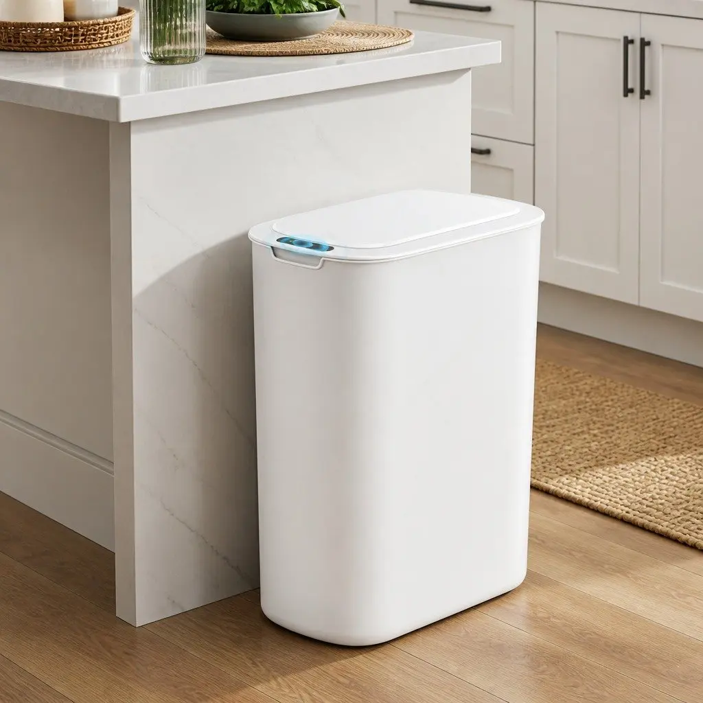 Automatic Trash Bin PP 21L White Slim Touchless Kitchen Garbage Can