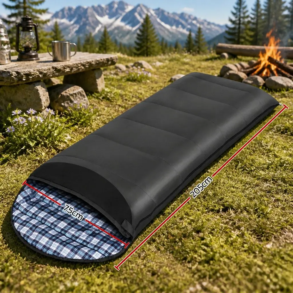 Single Sleeping Bag Polyester 205cm x 75cm Grey