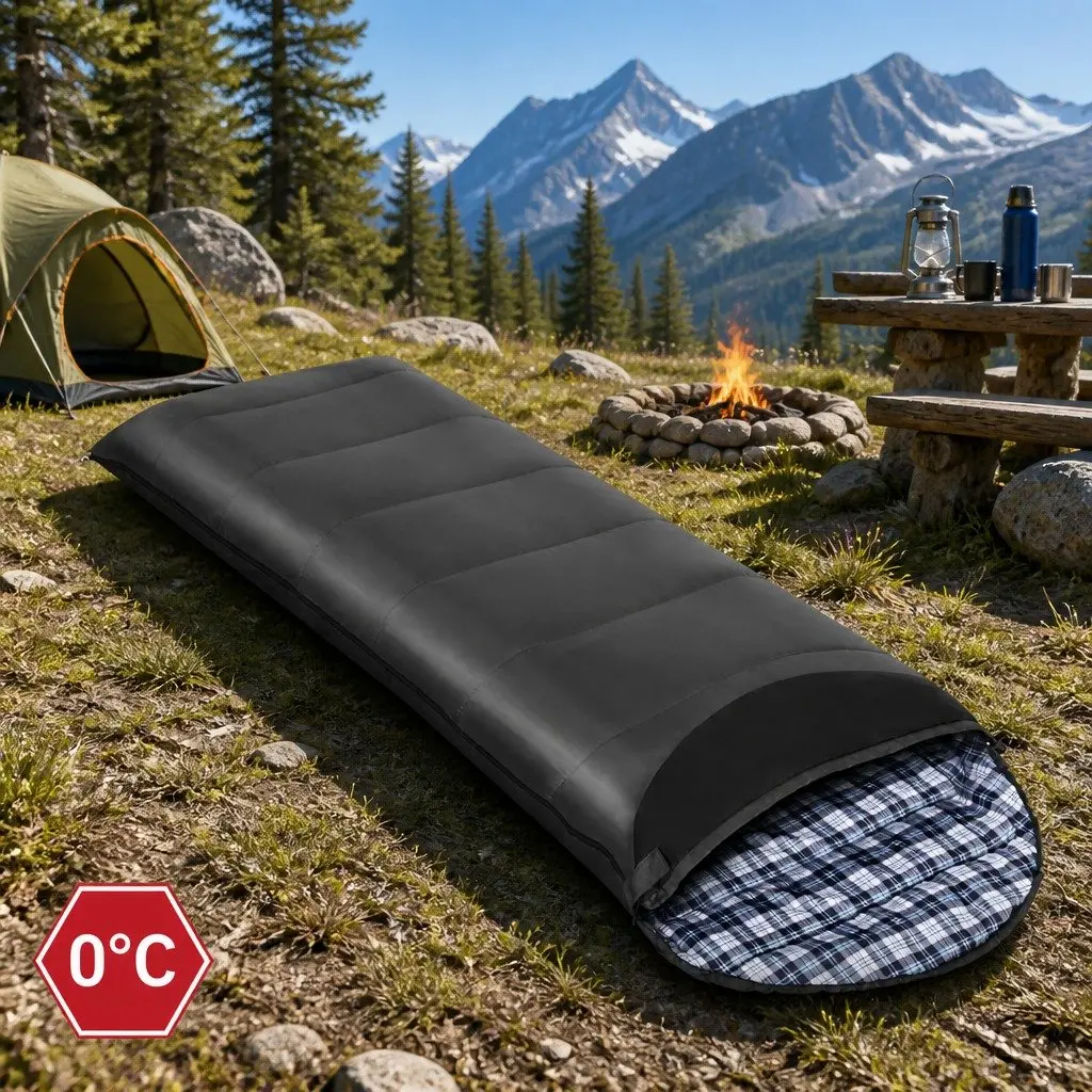 Single Sleeping Bag Polyester 205cm x 75cm Grey