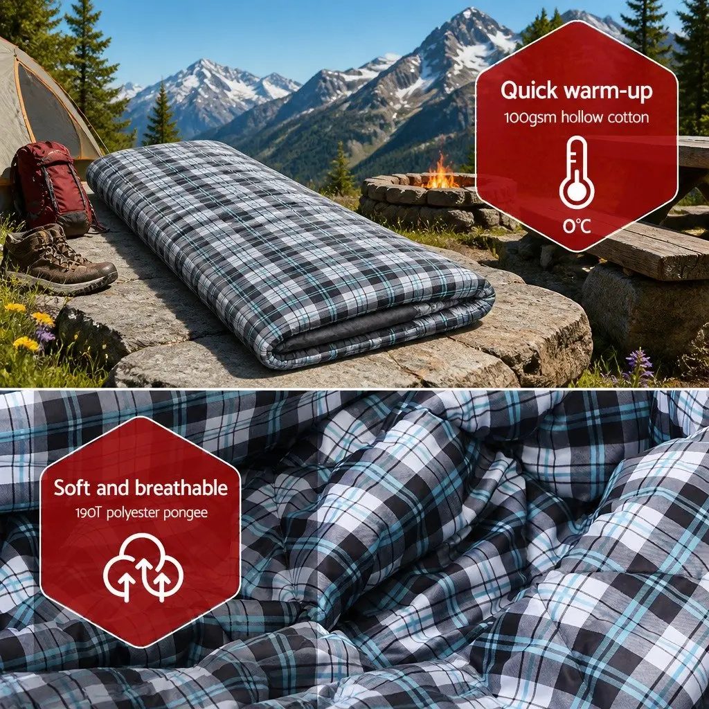Single Sleeping Bag Polyester 205cm x 75cm Grey