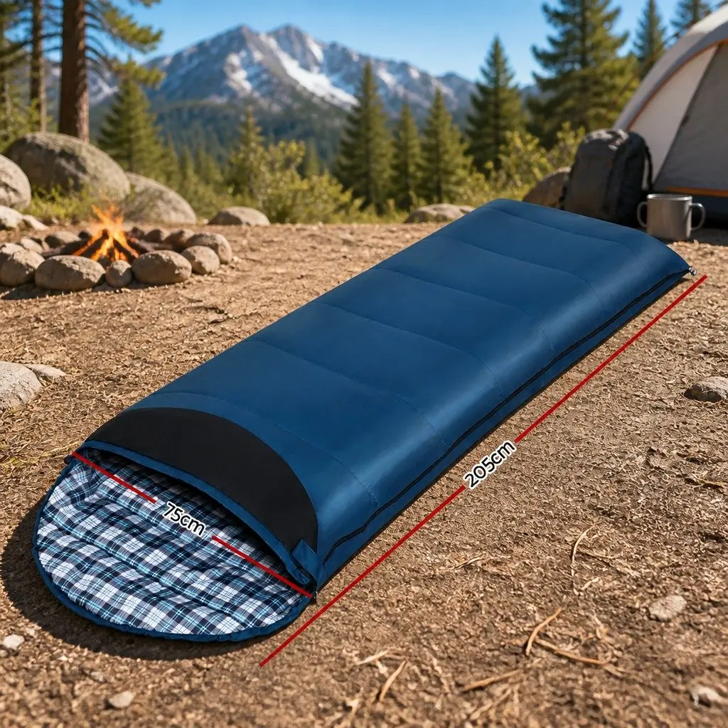 Single Sleeping Bag Thermal Camping Hiking Tent Outdoor Blue Navy 0°C Adult
