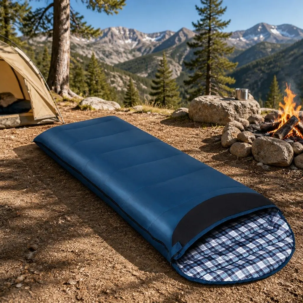 Single Sleeping Bag Thermal Camping Hiking Tent Outdoor Blue Navy 0°C Adult