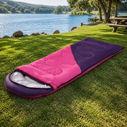Exceptional Single Sleeping Bag 213cm for Camping in Pink/Purple