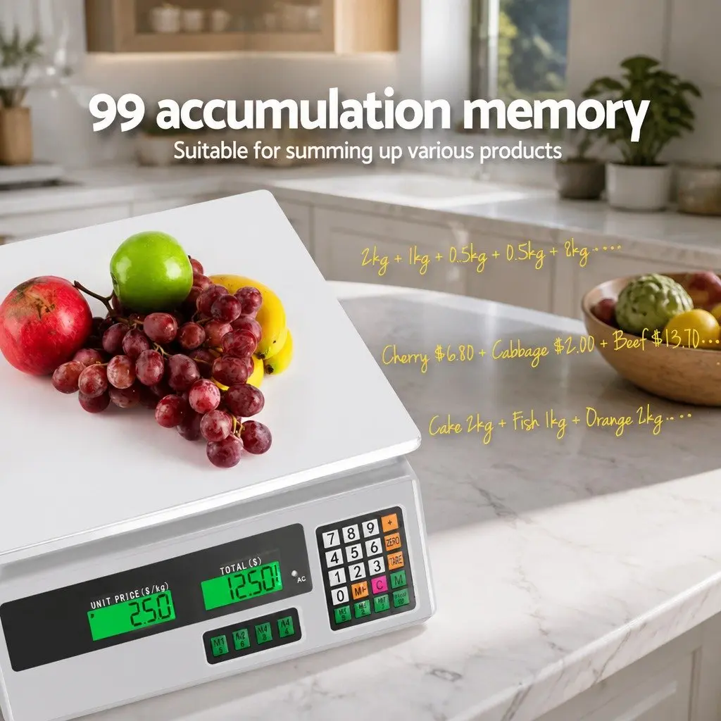 Digital Kitchen Scales Stainless Steel 35x23cm White