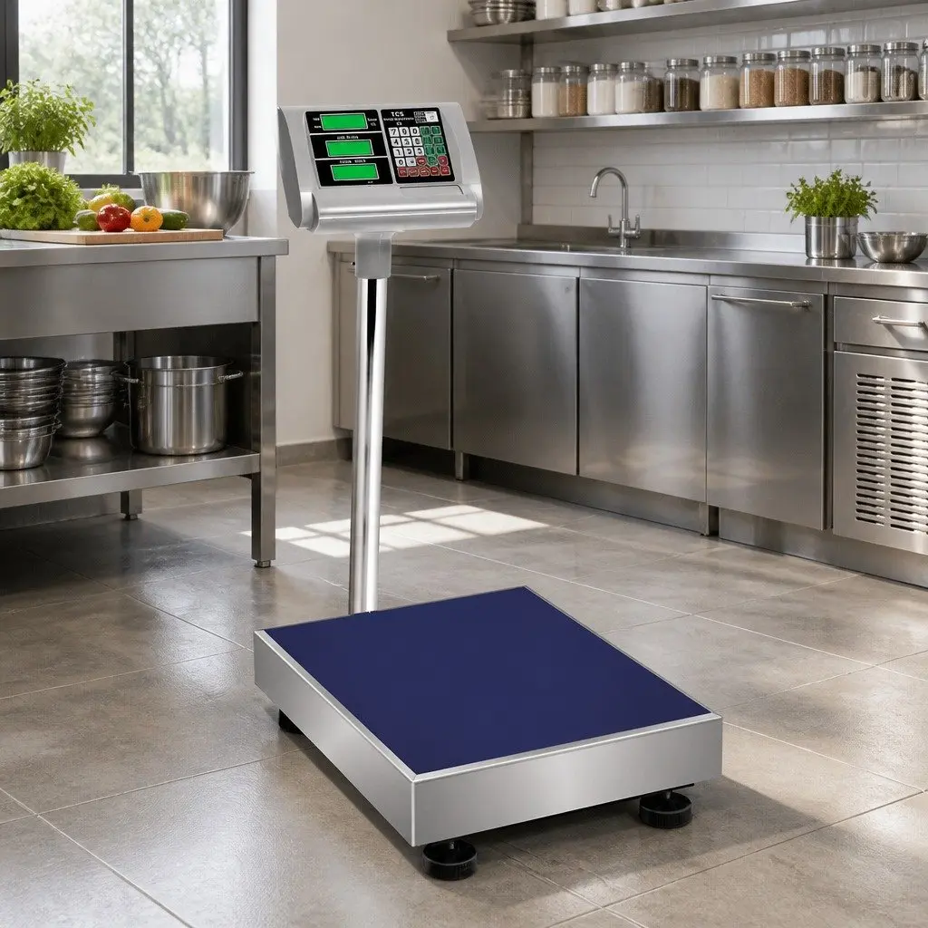 Platform Scale Stainless Steel 50x40cm Black 300KG Electronic Weighing Machine LCD Display