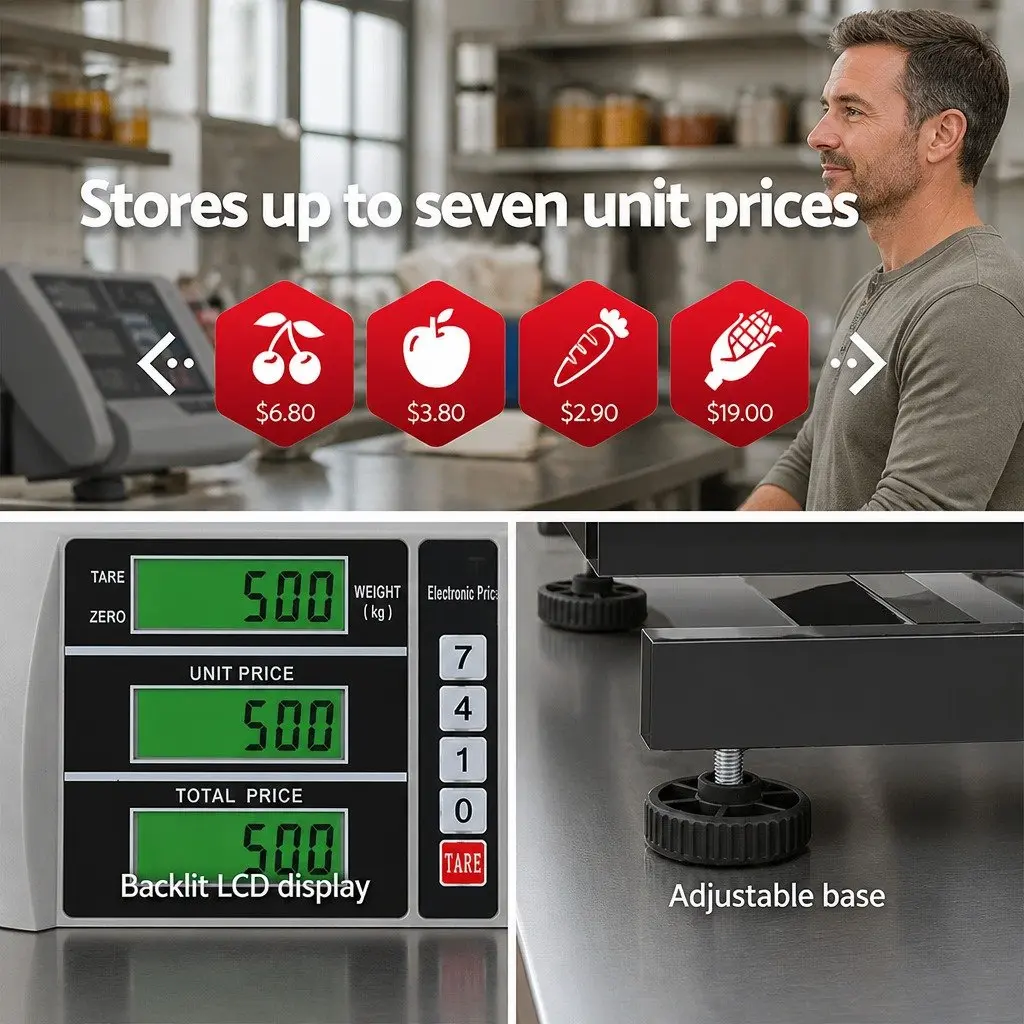Platform Scale Stainless Steel 50x40cm Black 300KG Electronic Weighing Machine LCD Display