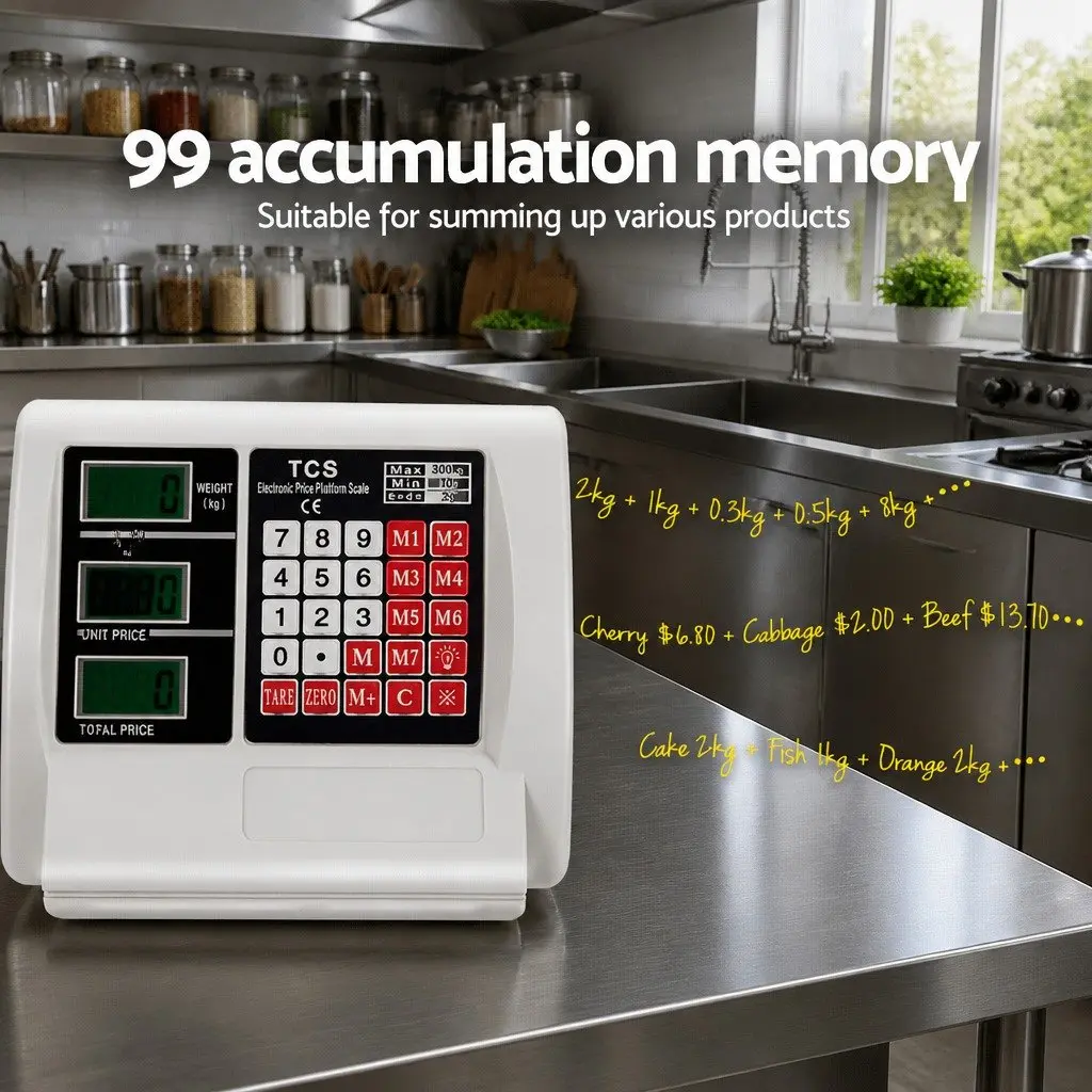 Platform Scale Stainless Steel 50x40cm Black 300KG Electronic Weighing Machine LCD Display
