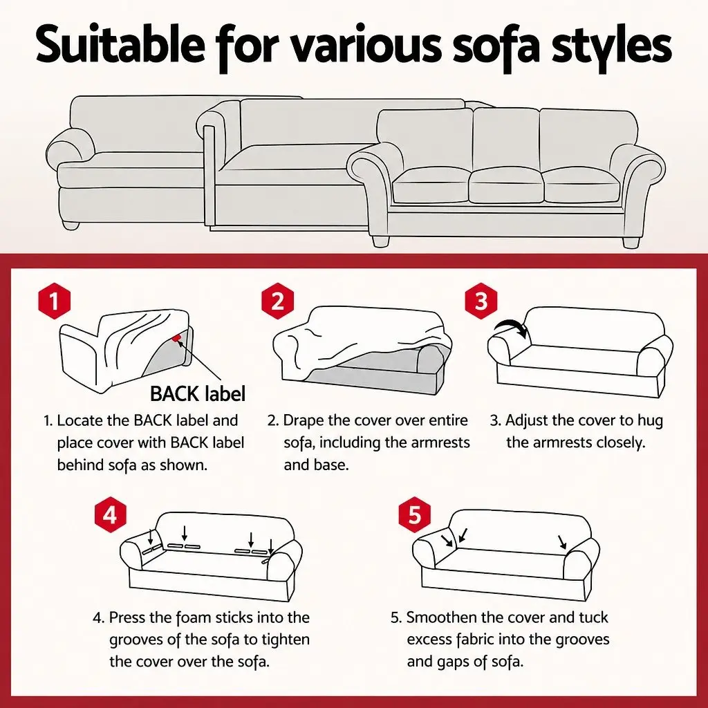 3 Seater Sofa Cover with High Stretch Fabric