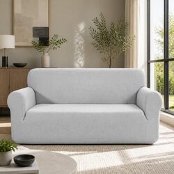 3 Seater Sofa Cover High Stretch Grey Couch Protector Machine Washable