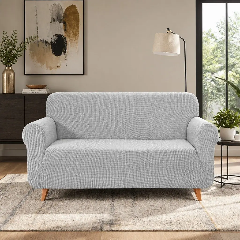 High Stretch Grey Sofa Cover for 3 Seater