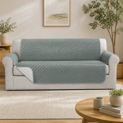 4 Seater Sofa Cover Water Resistant Grey Diamond Quilted Couch Protector