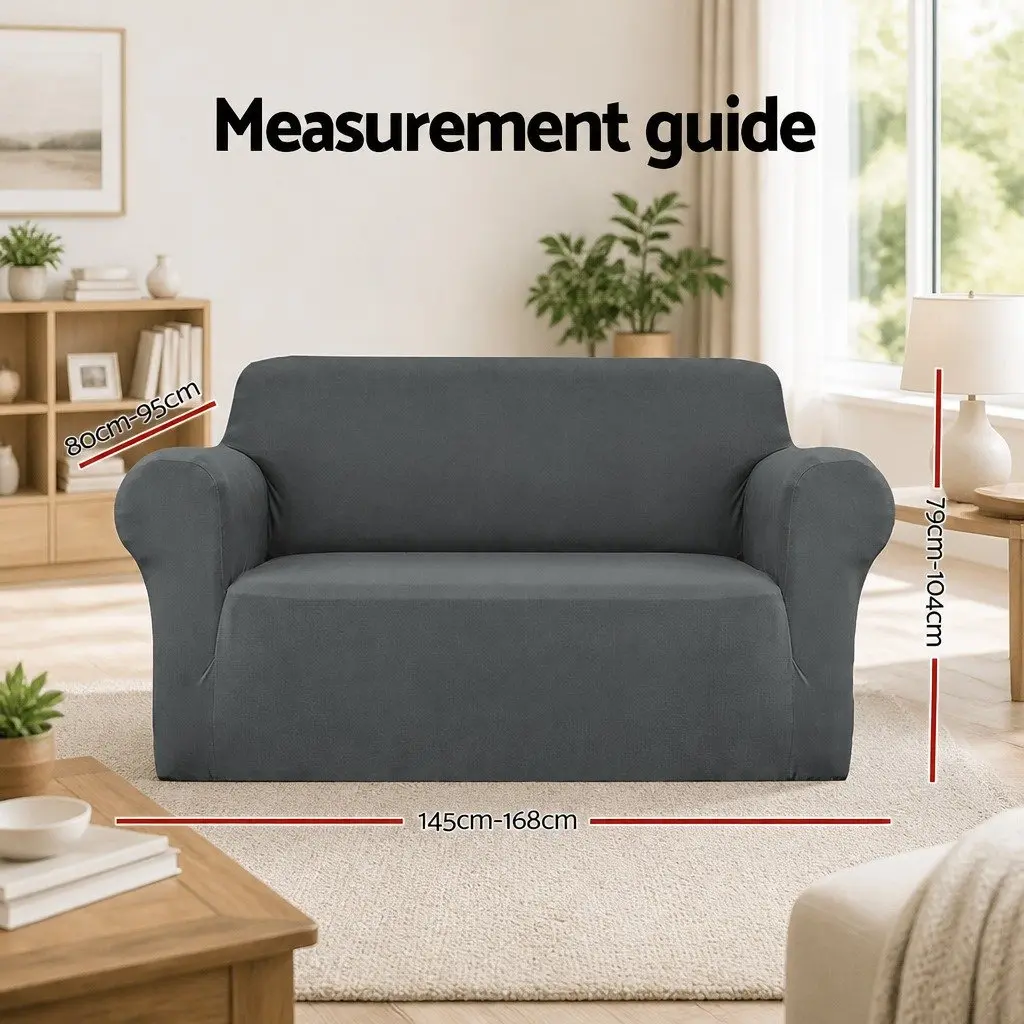 2 Seater Grey Sofa Cover with Anti-Slip Strips