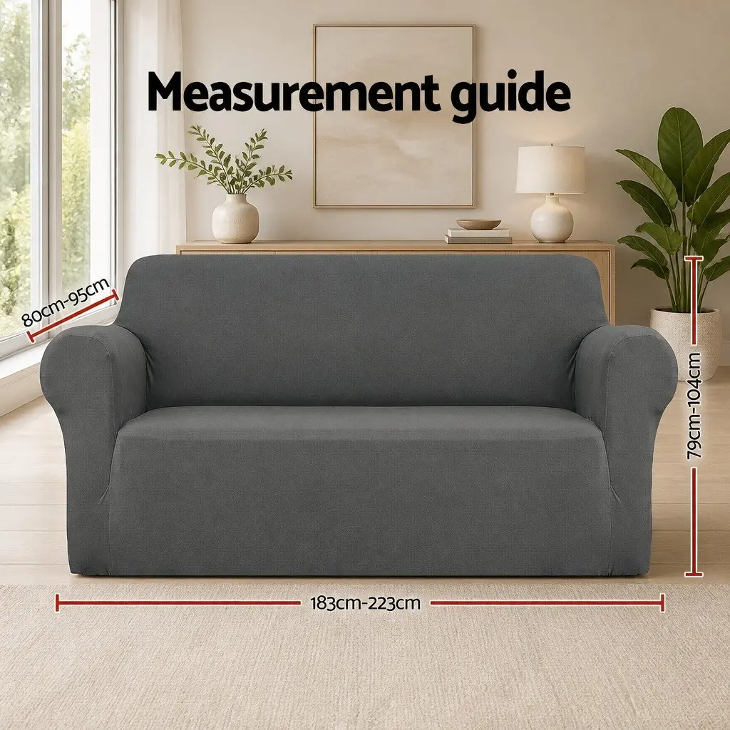 3 Seater Sofa Cover Knitted Fabric Stretch Grey