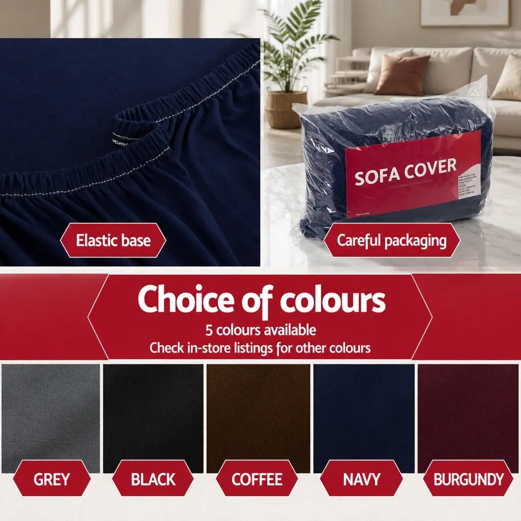 Sofa Cover Knitted Fabric 3 Seater Navy