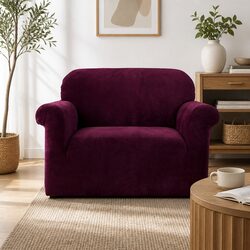 Ruby Red Velvet Arm Chair Protector for Single-Sofa