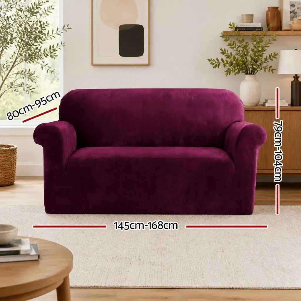 2 Seater Sofa Cover Velvet Ruby Red