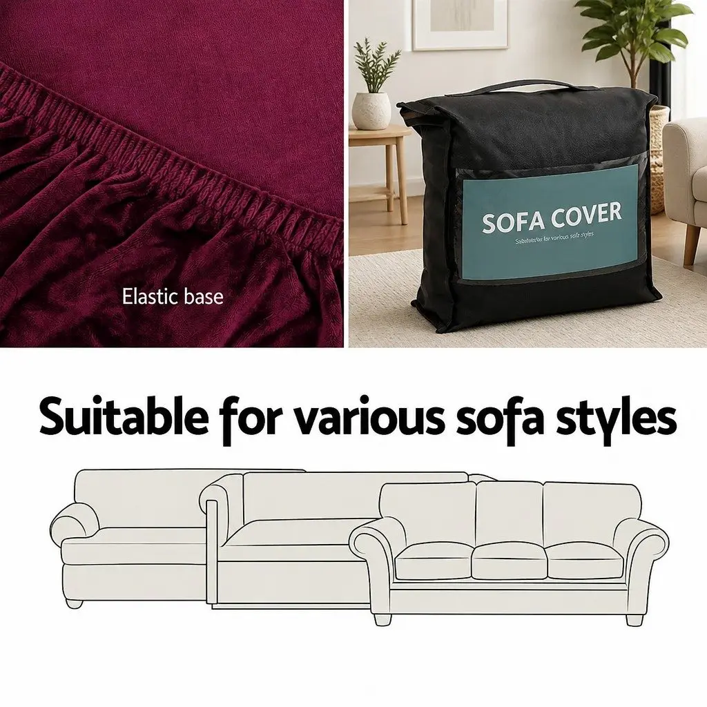 2 Seater Sofa Cover Velvet Ruby Red