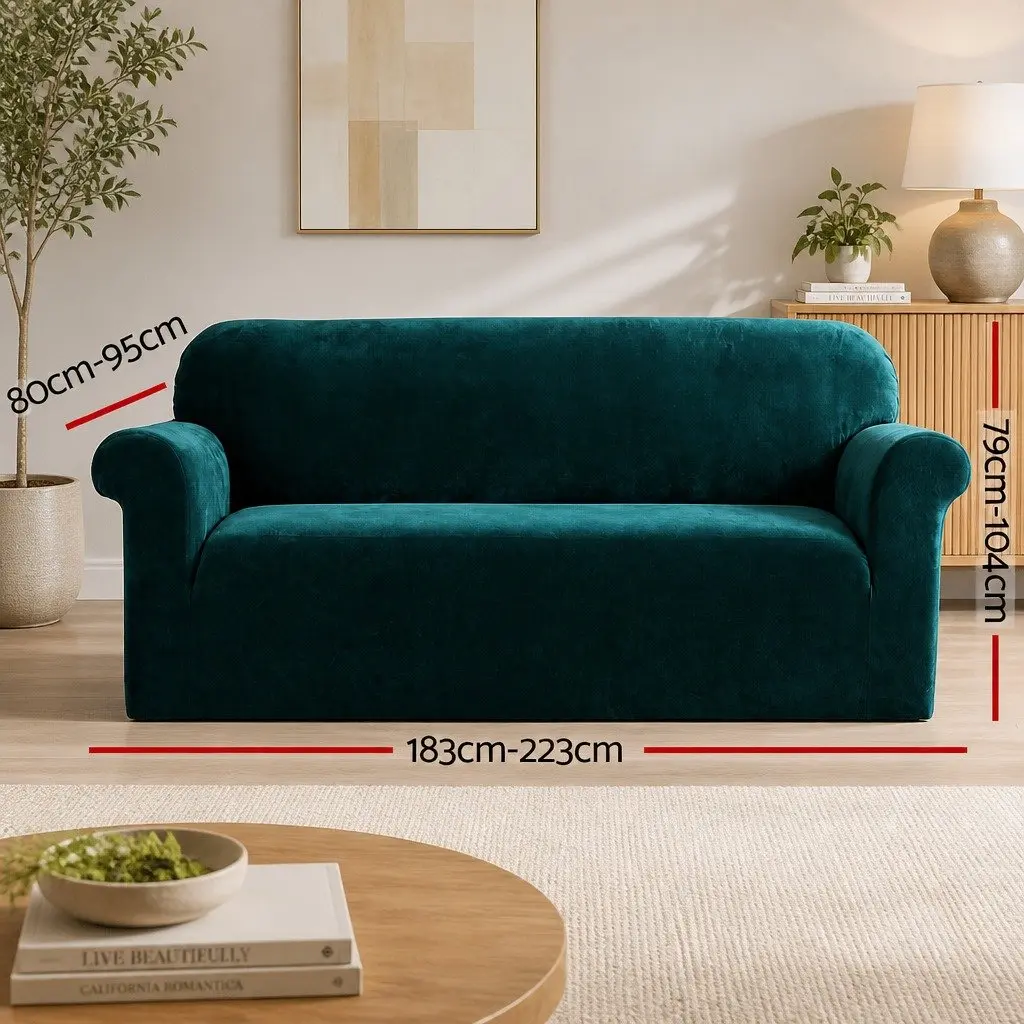3 Seater Sofa Cover Crystal Velvet 3-Seater Agate Green