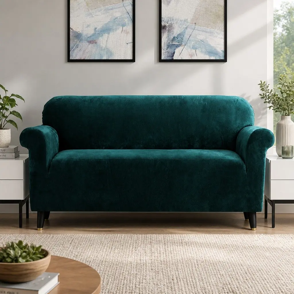 3 Seater Sofa Cover Crystal Velvet 3-Seater Agate Green