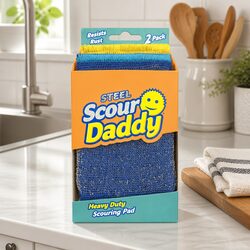 Heavy-Duty Steel Scour Pads - 2 Pack for Tough Cleaning