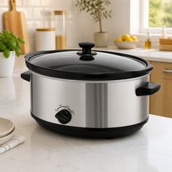 Premium 6.5L Slow Cooker with 3 Heat Settings in Silver