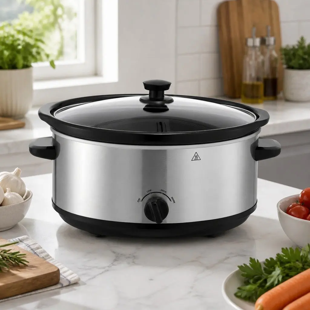 Slow Cooker Electric 6.5L Silver Kitchen