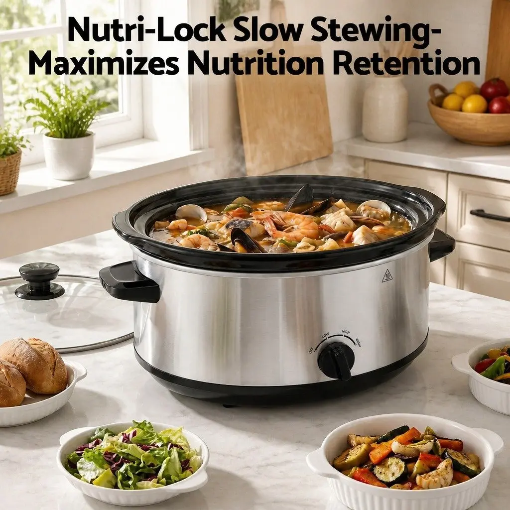 Slow Cooker Electric 6.5L Silver Kitchen