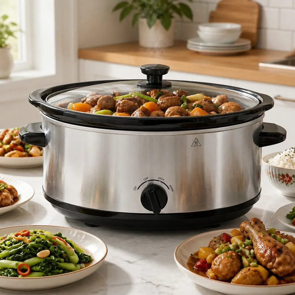 Slow Cooker Electric 6.5L Silver Kitchen