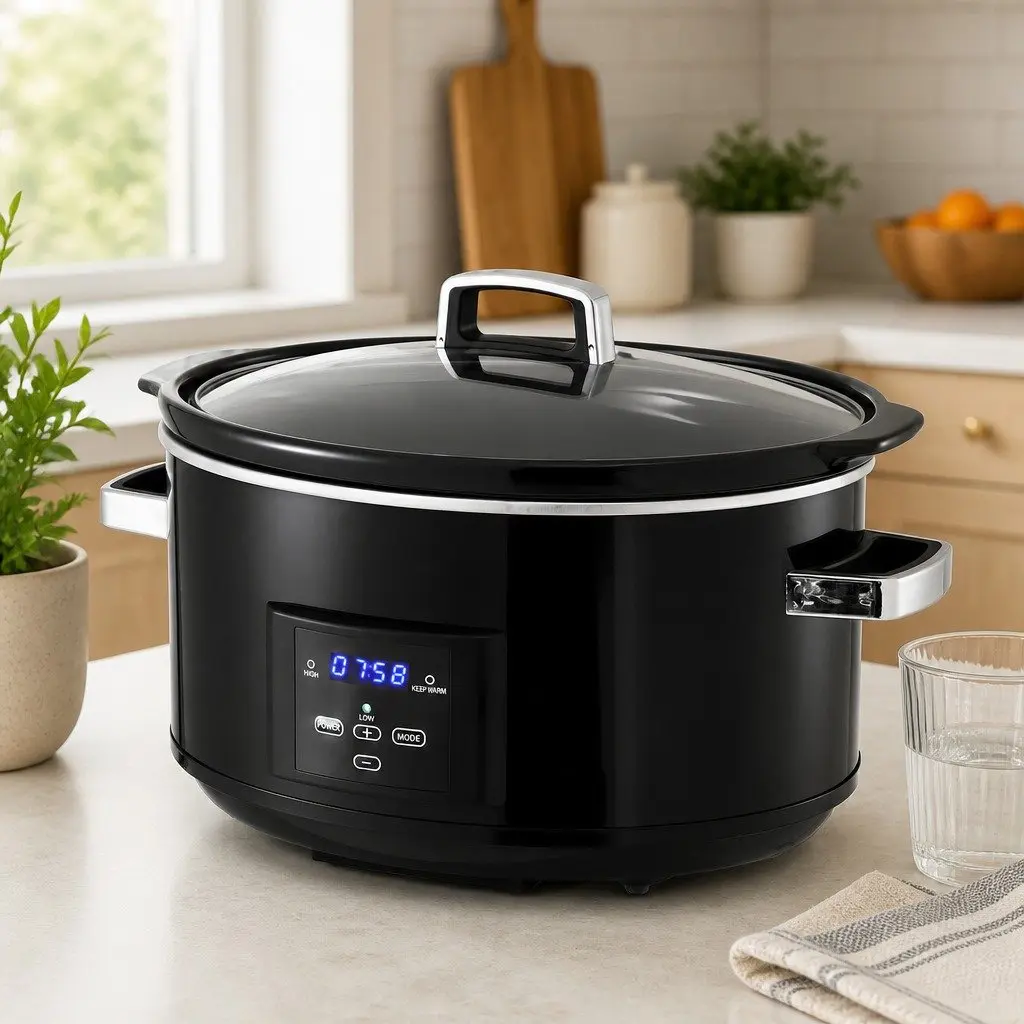 8L Electric Slow Cooker with 3 Heat Settings and Digital Control