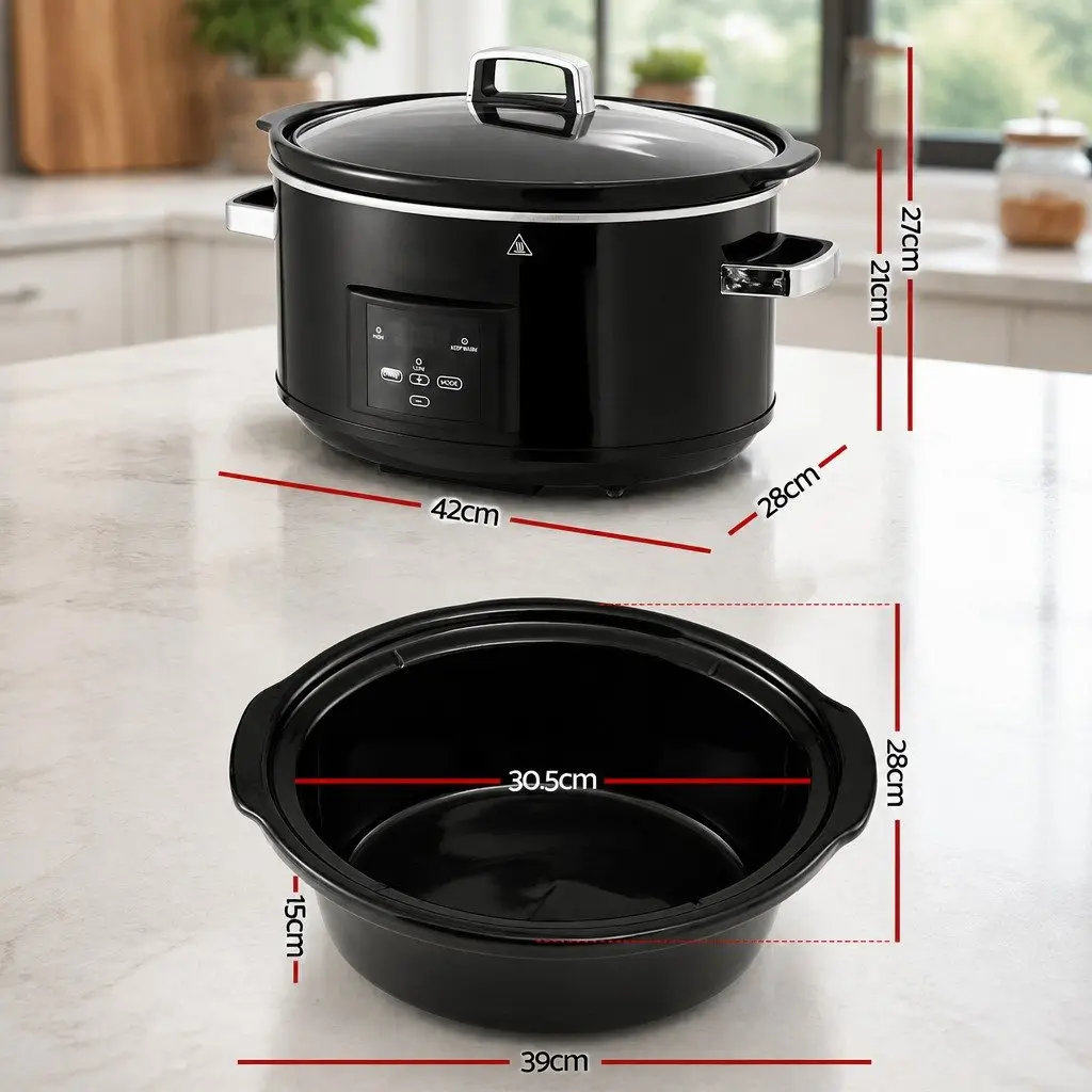 8L Electric Slow Cooker with 3 Heat Settings and Digital Control