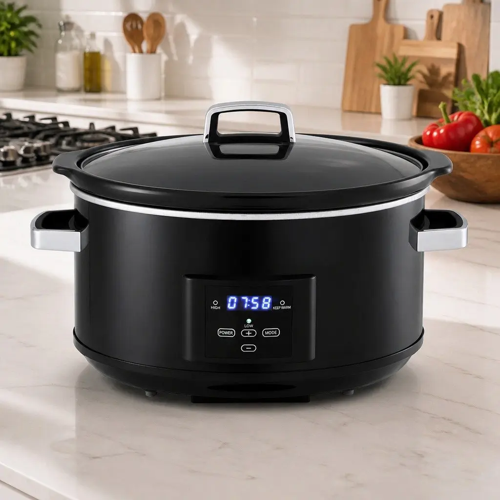 8L Electric Slow Cooker with 3 Heat Settings and Digital Control